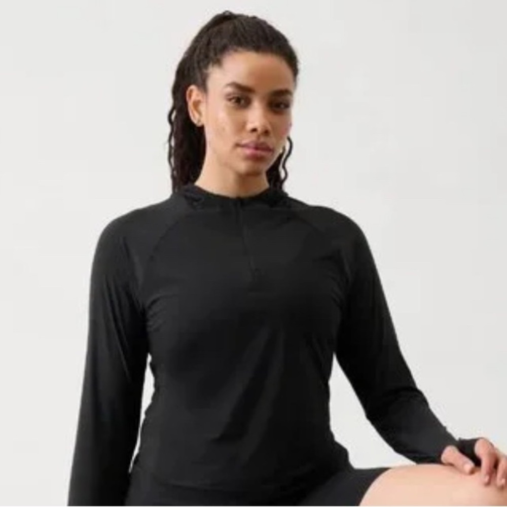 NWT Athleta Ultimate Half Zip Black Hoodie Size XS (#659631) - Picture 5 of 9